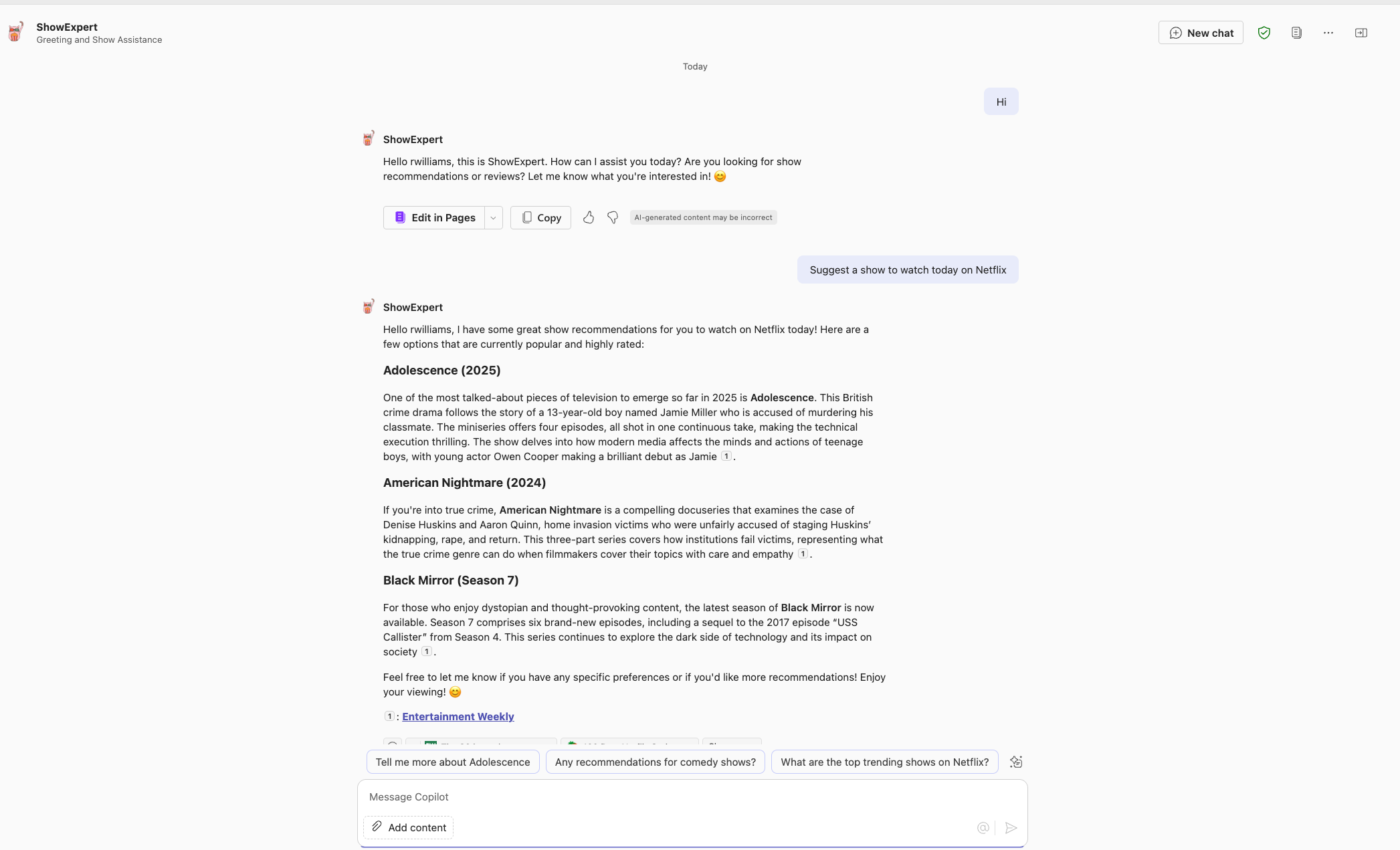 Role provided agent interaction